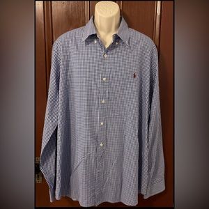Ralph Lauren Polo Men's Cotton Stretch Mixed Blue Check Button-Down Shirt: XXL